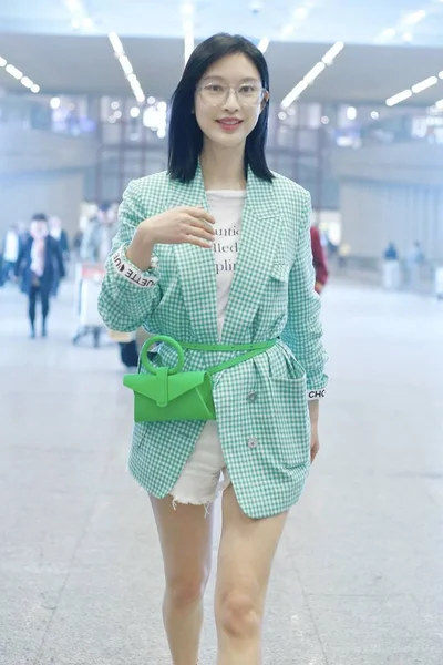 Kinesiska Skådespelerskan Zhang Anländer Till Peking Capital International Airport Peking — Stockfoto