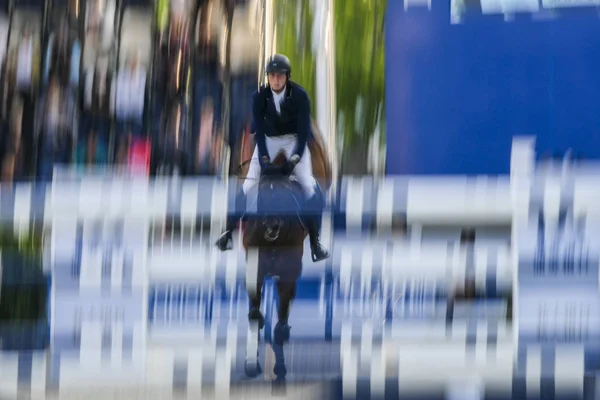 Equestre Compete Csi5 60M Tabela Contra Relógio Com Jump Durante — Fotografia de Stock