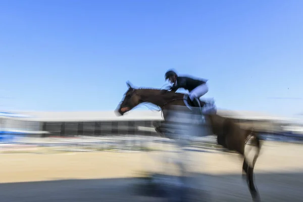 Equestrian Competes Csi5 60M Table Clock Jump Shanghai Grand Prix — Stock Photo, Image