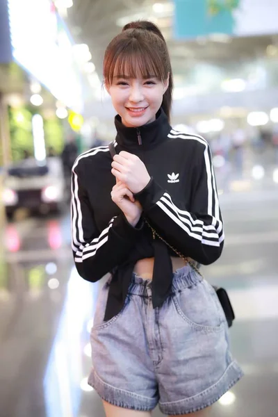 Chinese Hostess Actress Shen Mengchen Arrives Beijing Capital International Airport — Stock Photo, Image