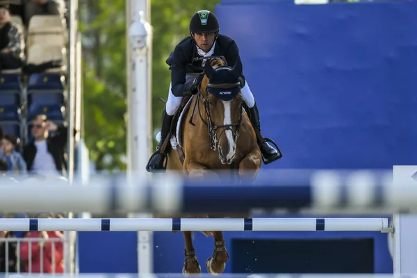 Equestre Compete Csi5 60M Tabela Contra Relógio Com Jump Durante — Fotografia de Stock