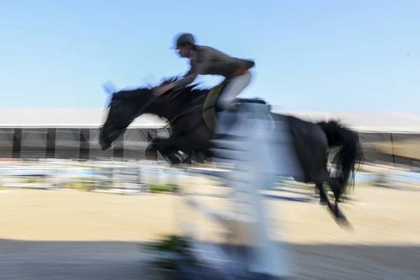 Equestre Compete Csi5 60M Tabela Contra Relógio Com Jump Durante — Fotografia de Stock