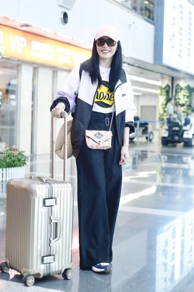 Chinese Actrice Yao Chen Arriveert Internationale Luchthaven Beijing Capital Voor — Stockfoto