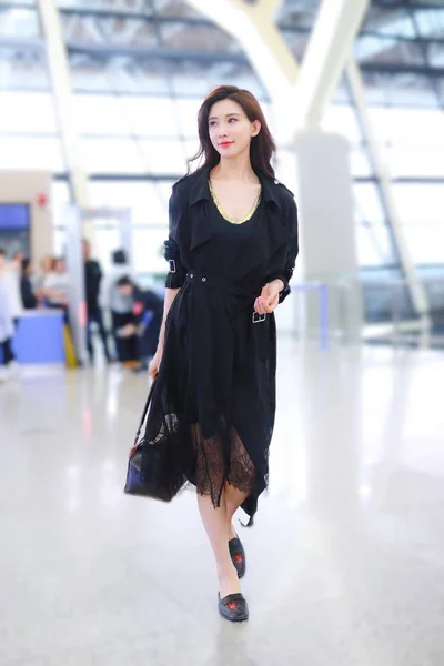 Attrice Taiwanese Lin Chi Ling Arriva Beijing Capital International Airpprt — Foto Stock
