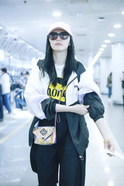 Chinese Actrice Yao Chen Arriveert Internationale Luchthaven Beijing Capital Voor — Stockfoto