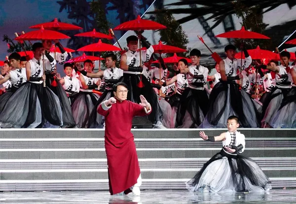 Estrela Kungfu Hong Kong Jackie Chan Apresenta Durante Carnaval Cultura — Fotografia de Stock