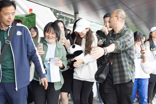 Hongkongse Actrice Angelababy Arriveert Internationale Luchthaven Chengdu Shuangliu Chengdu City — Stockfoto