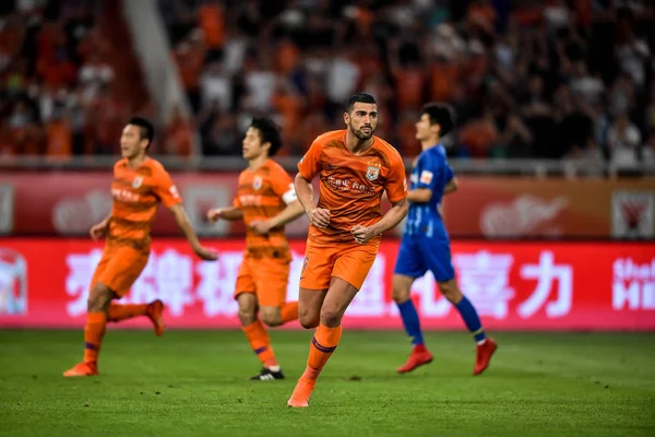 Futbolista Italiano Graziano Pelle Shandong Luneng Taishan Celebra Después Anotar — Foto de Stock