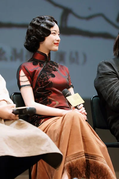 Chinese Actress Attends Press Conference New Drama Shanghai China June — Stock Photo, Image