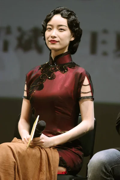 Kinesisk Skådespelerska Deltar Presskonferens För Nya Drama Shanghai Kina Juni — Stockfoto