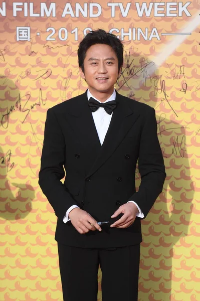 Chinese Actor Comedian Deng Chao Poses Arrives Red Carpet Launch — Stock Photo, Image