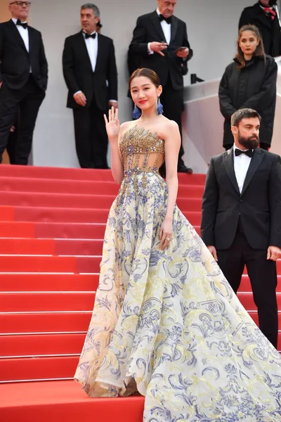 Chinese Actress Guan Xiaotong Poses She Arrives Red Carpet 72Nd — Stock Photo, Image