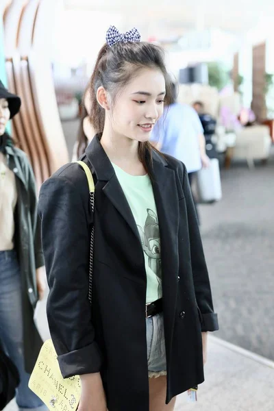 Chinese Actrice Jelly Lin Lin Yun Arriveert Beijing Capital International — Stockfoto