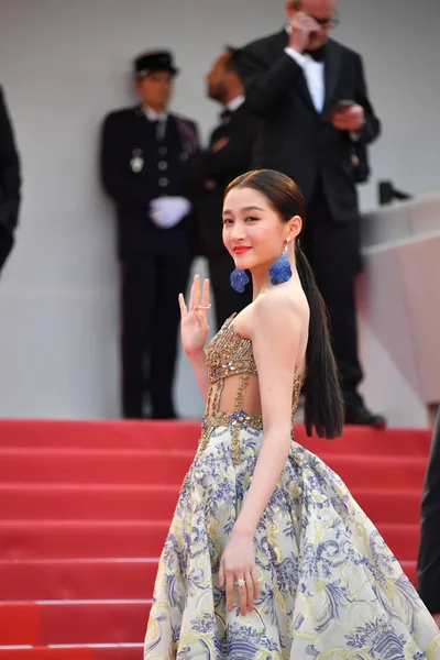 Китайська Актриса Гуан Сяотонг Пози Вона Приїжджає Червоній Килимовій Доріжці — стокове фото
