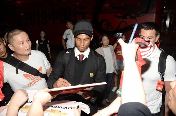 Marcus Rashford Centrum Manchester United Premier League Podepisuje Autogramy Pro — Stock fotografie