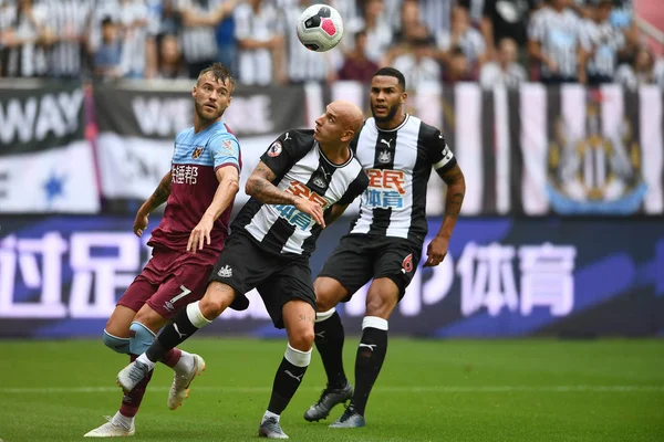 British Football Player Jonjo Shelvey Middle Jamaal Lascelles Right Newcastle — Stock Photo, Image