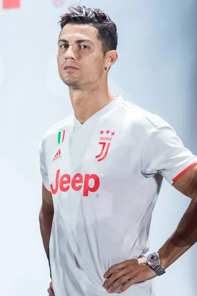 Portugál Labdarúgó Aki Cristiano Ronaldo Juventus Részt Vesz Egy Sajtótájékoztatón — Stock Fotó