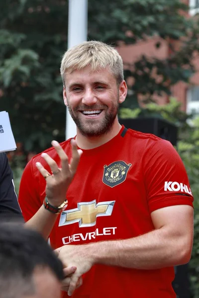 Luke Shaw Manchester United Premier League Participa Evento Promocional Para — Fotografia de Stock