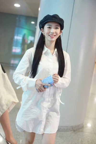 Meng Meiqi Grupo Ídolo Chinês Rocket Girls 101 Chega Aeroporto — Fotografia de Stock