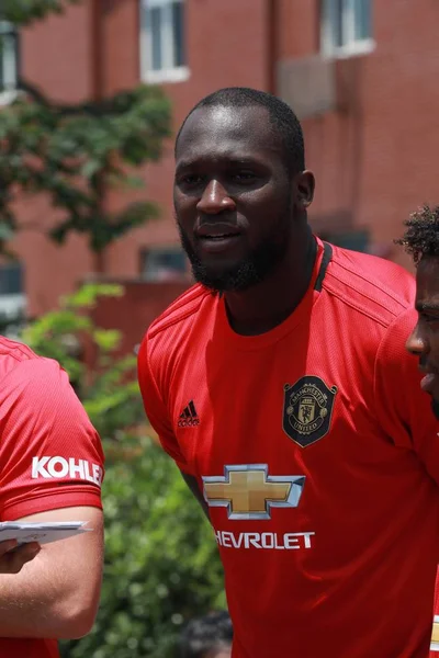 Belgiska Fotbollsspelare Romelu Lukaku Manchester United Premier League Deltar Ett — Stockfoto