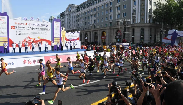 Chiny Chiński Haribin Heilongjiang 2019 Międzynarodowy Maraton — Zdjęcie stockowe