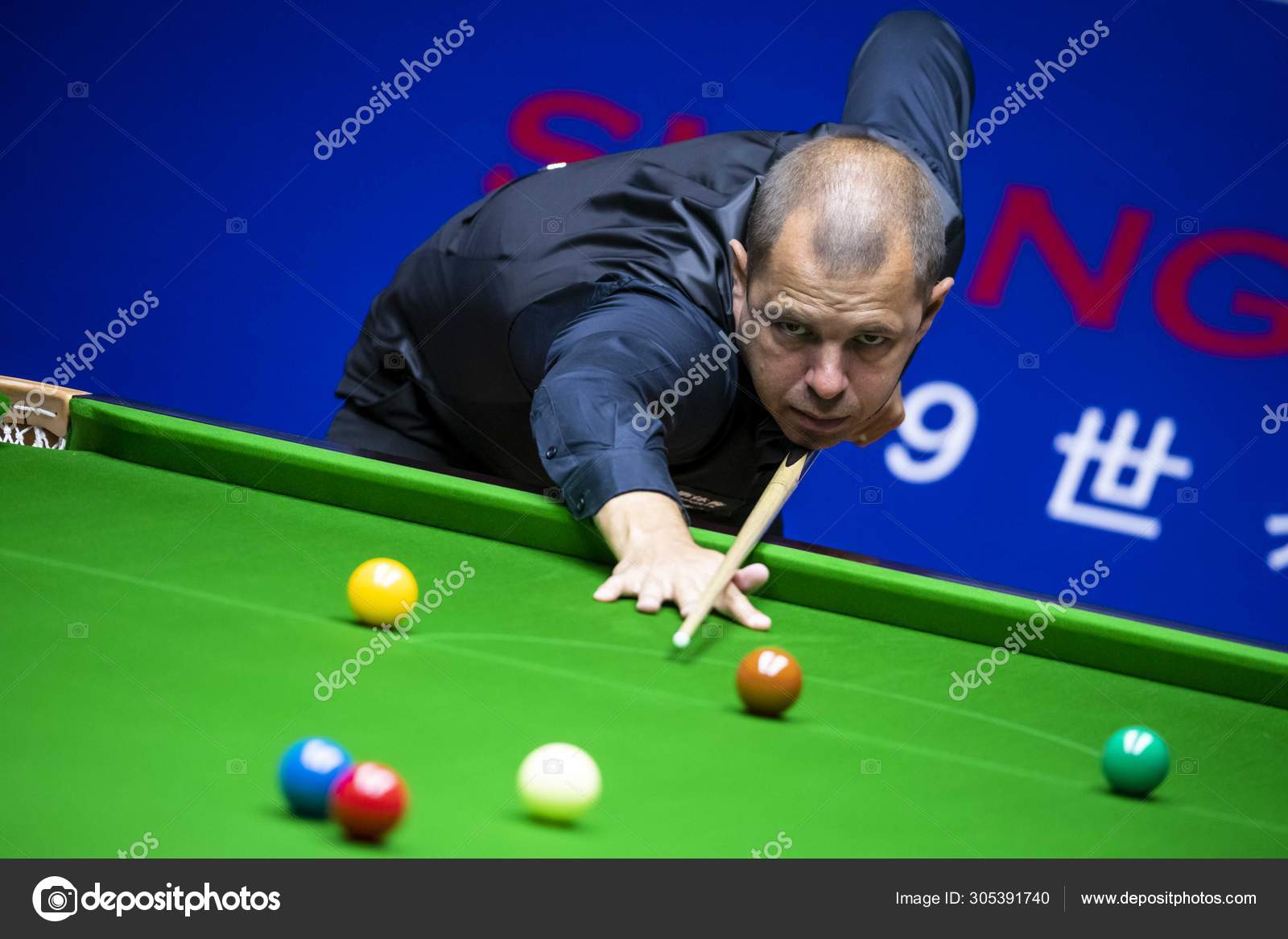 English Professional Snooker Player Barry Hawkins Plays Shot 2019 Snooker