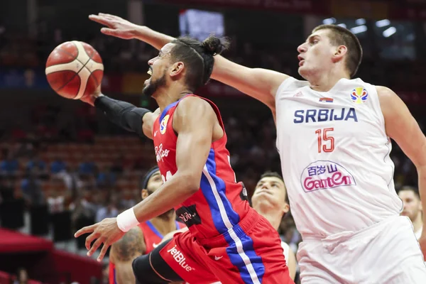 Nikola Jokic Serbie Droite Voler Ballon Lors Deuxième Tour Contre — Photo