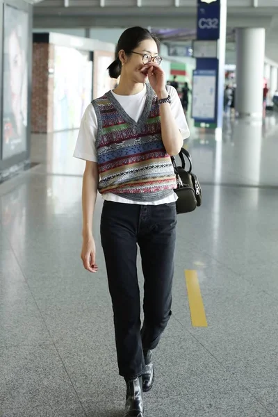 Chinese Model Liu Wen Shows Beijing Capital International Airport Beijing — Stock Photo, Image