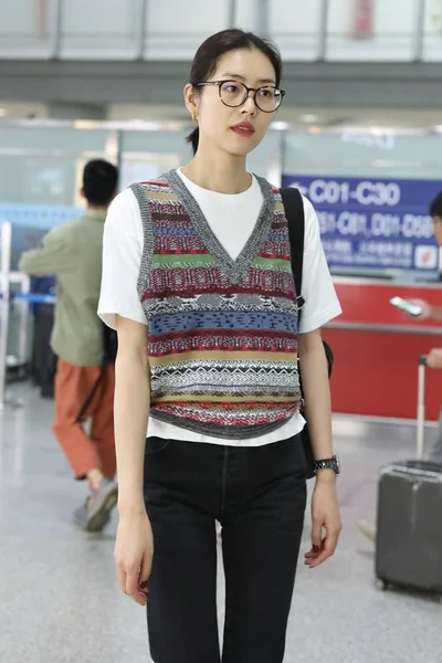 Chinees Model Liu Wen Verschijnt Beijing Capital International Airport Peking — Stockfoto