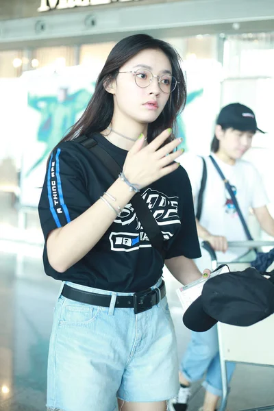 Atriz Chinesa Jelly Lin Jelly Lin Chega Aeroporto Internacional Capital — Fotografia de Stock