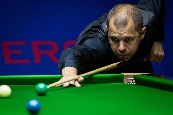 Barry Hawkins Inglaterra Juega Tiro Neil Robertson Australia Cuarto Final — Foto de Stock