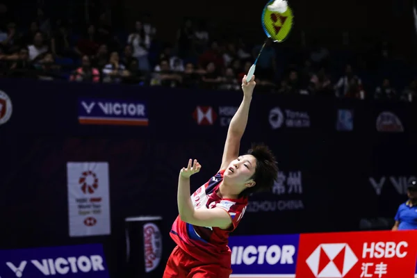 Jogador Profissional Japonês Badminton Akane Yamaguchi Compete Contra Jogador Profissional — Fotografia de Stock