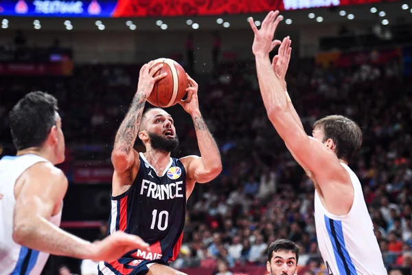 Evan Fournier Francia Medio Mantiene Balón Durante Partido Semifinal Contra — Foto de Stock