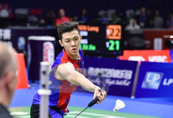 Jogador Profissional Malaio Badminton Lee Zii Jia Compete Contra Jogador — Fotografia de Stock