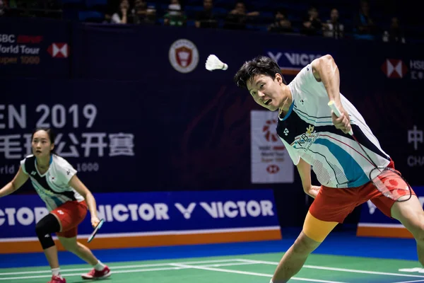 Jogadores Badminton Profissionais Sul Coreanos Seo Seung Jae Chae Yoo — Fotografia de Stock