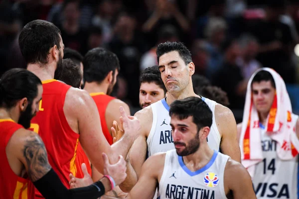 Luis Scola Biały Środek Facundo Campazzo Biały Front Argentyny Gratualate — Zdjęcie stockowe