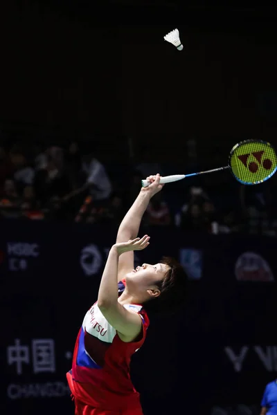 Ιάπωνας Επαγγελματίας Badminton Player Akane Yamaguchi Αγωνίζεται Ενάντια Στον Ρώσο — Φωτογραφία Αρχείου