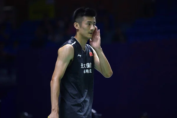 Jugador Bádminton Profesional Chino Chen Long Compite Contra Jugador Bádminton —  Fotos de Stock