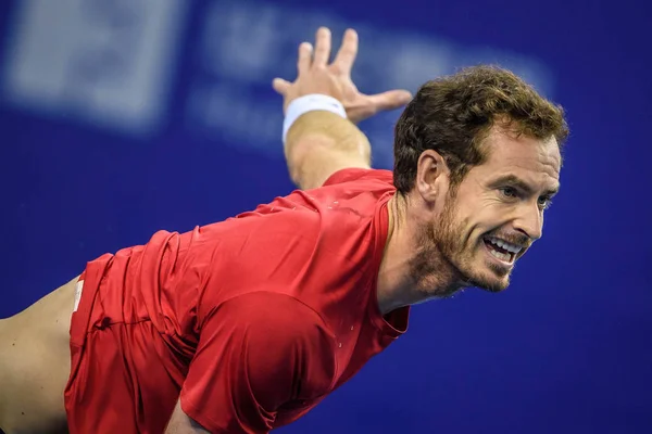 Andy Murray Inglaterra Obtiene Balón Juego Contra Tennys Sandgren América — Foto de Stock