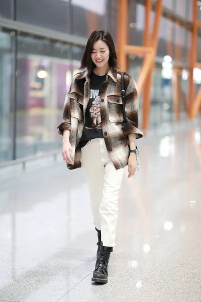 Chinees Model Liu Wen Verschijnt Beijing Capital International Airport Voor — Stockfoto