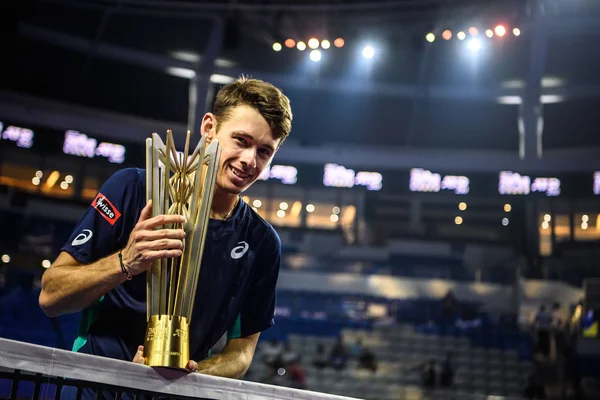 Australian Professional Tennis Player Alex Minaur Holds Trophy Championship Zhuhai — ストック写真