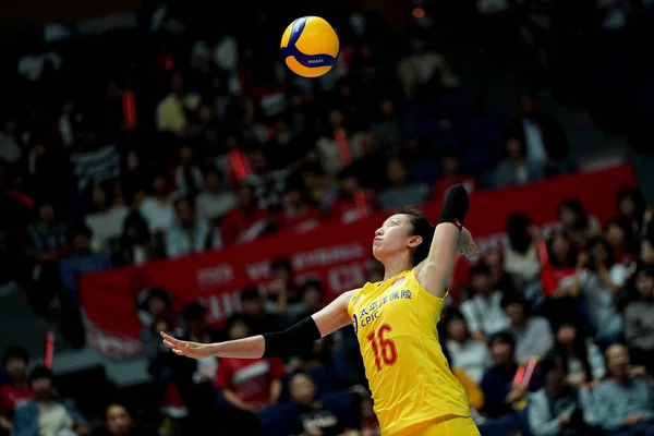 Ding Xia China Jumps Spike Ball Second Match 2019 Fivb — ストック写真