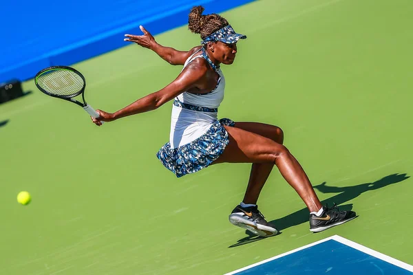 Americká Profesionální Tenistka Venus Williams Hraje Proti Americkému Profesionálnímu Tenistovi — Stock fotografie