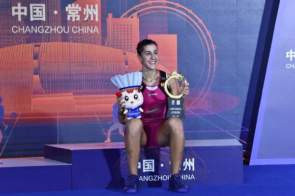 Calciatrice Spagnola Badminton Carolina Marin Partecipa Alla Cerimonia Premiazione Del — Foto Stock