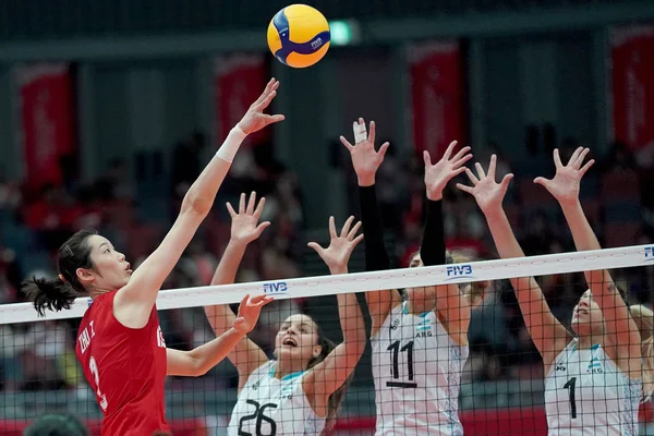 Zhu Ting China Zerschmettert Den Ball Während Der 2019 Der — Stockfoto