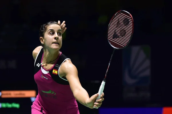 Jugadora Bádminton Profesional Española Carolina Marin Compite Contra Jugadora Bádminton — Foto de Stock