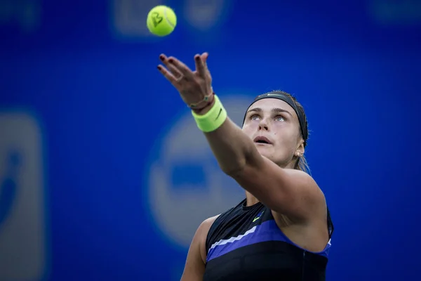 Tenista Profissional Bielorrusso Aryna Sabalenka Compete Contra Tenista Profissional Australiano — Fotografia de Stock