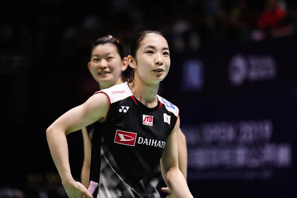 Japanese Professional Badminton Players Misaki Matsutomo Ayaka Takahashi Compete Chinese — ストック写真