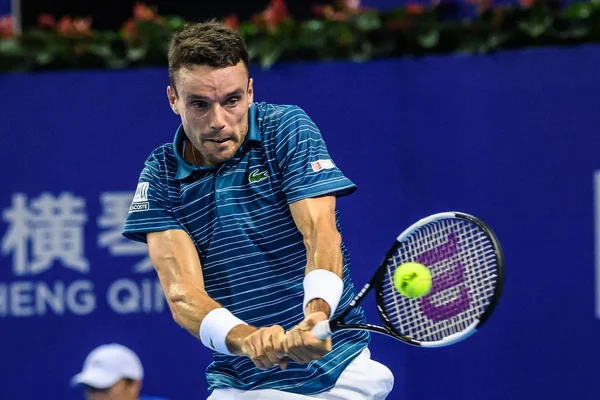 Roberto Bautista Agut Spain Catches Ball Alex Minaur Australia Semifinal — ストック写真