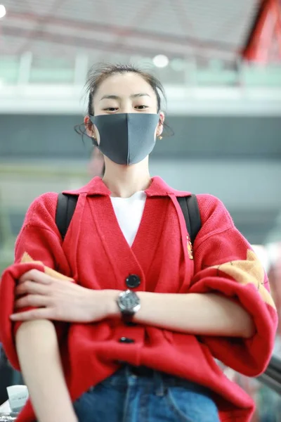 Chinese Model Liu Wen Shows Beijing Capital International Airport Departure — Stock Photo, Image